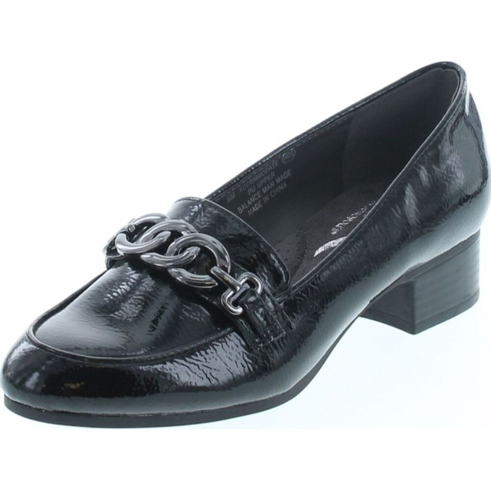 AEROSOLES Black Loafer with Silver Chain Detail